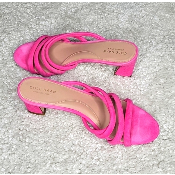 COLE HAAN ADELLE  PInk Suede Strappy Heels Size 9.5 - Picture 5 of 16